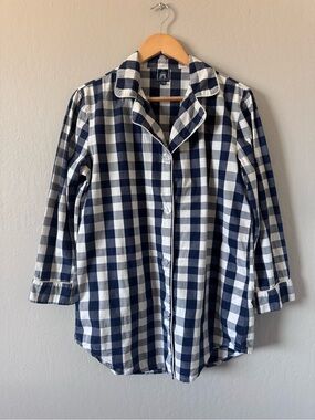 Toss Design Buffalo Navy and White Button-Up Women’s Nightshirt Pajamas S/M